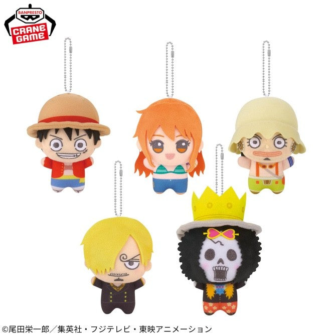 One Piece Plush Keychain 5pc Set Luffy Nami Usopp Sanji Brook Banpresto