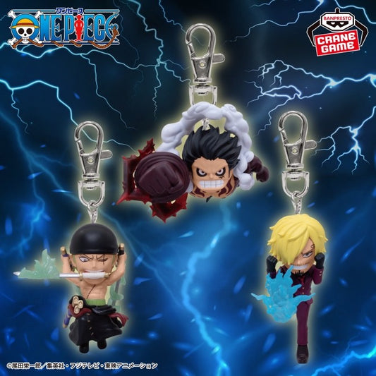 One Piece Figure Keychain Luffy, Zoro & Sanji 3 Types set Prize Bandai