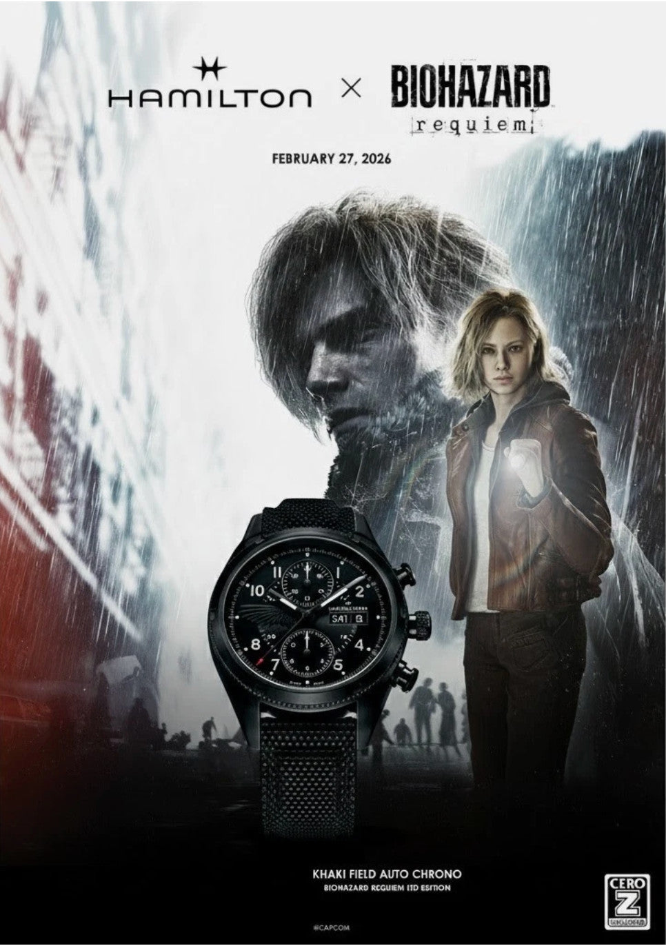 HAMILTON Khaki field Auto Chrono Biohazard Resident Evil Requiem Edition