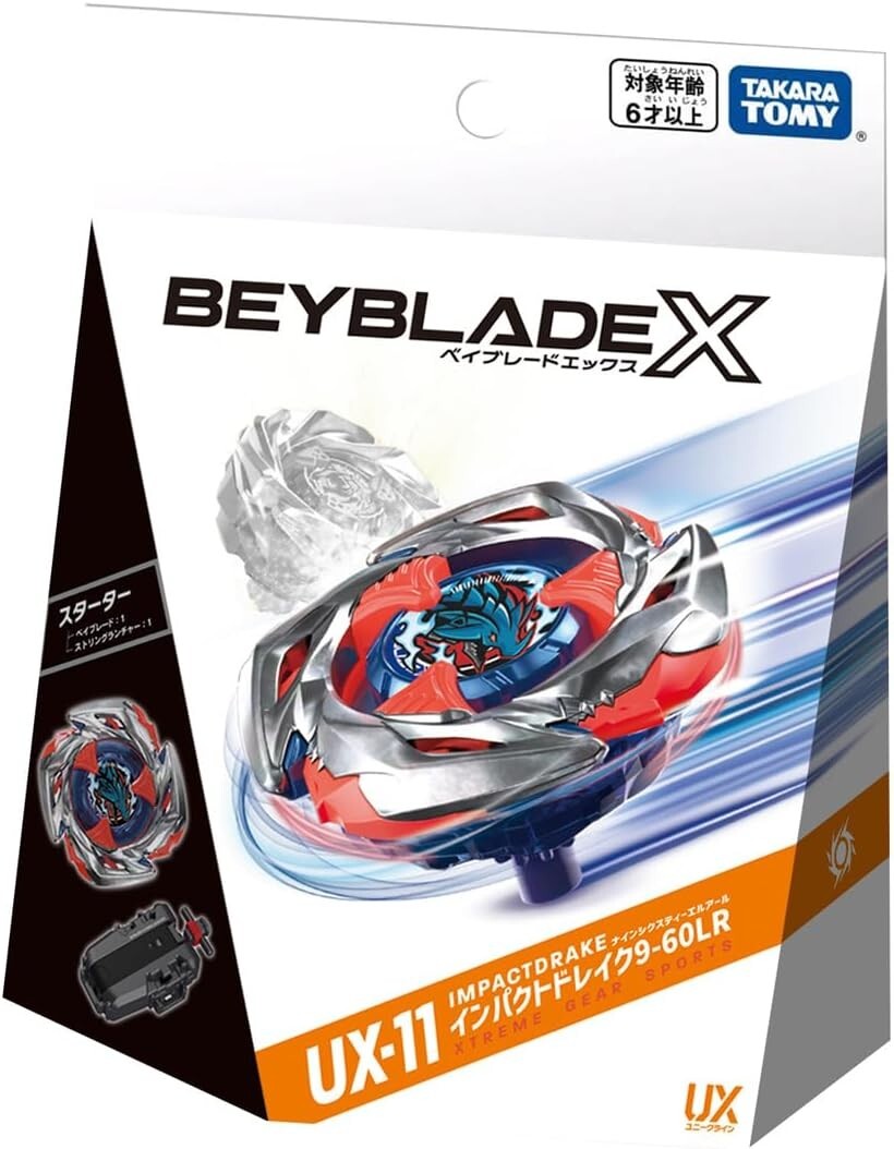 Beyblade X Launcher Takara tomy UX-11 Impact Drake 9-60LR Starter Set Beycode