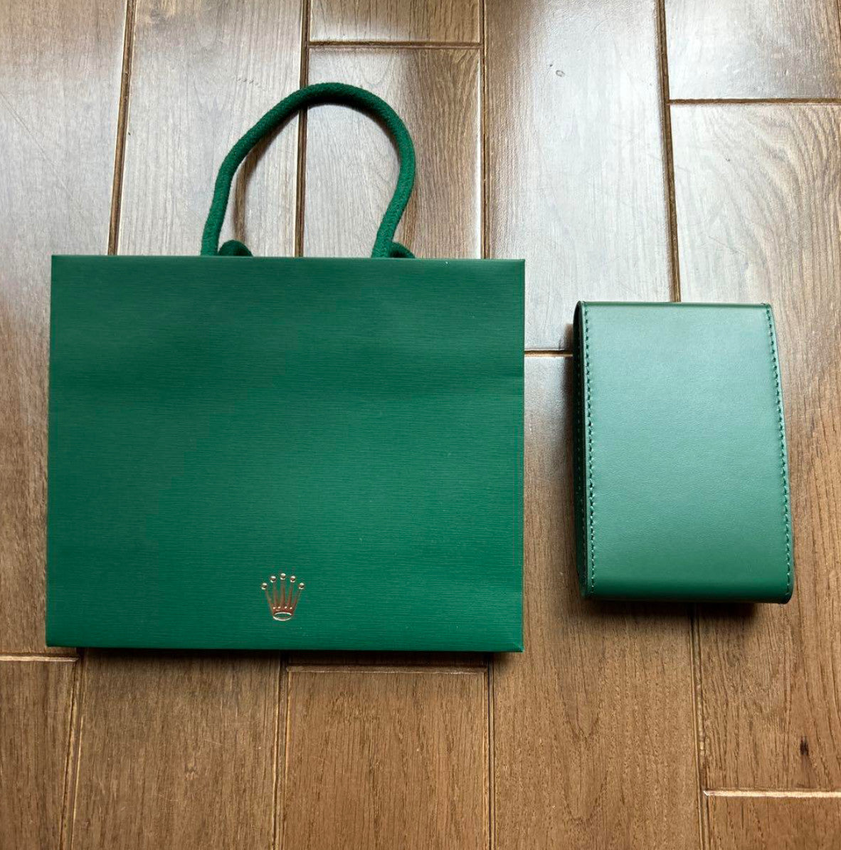 ROLEX Watch Case Green Leather Protection Watch Holder Travel Pouch