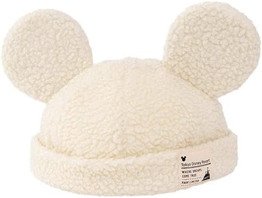 Japan Tokyo Disney Resort Ears Mickey limited Fluffy Winter Cap Hat White
