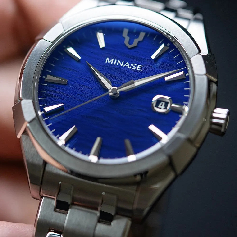 MINASE Uruga 42 UG03-M01NBL-SSB Blue Dial Mechanical Watch Japan Made