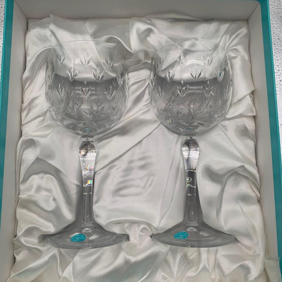 Tiffany & Co Floret Wine Glass Pair Set With Box Unused Authentic