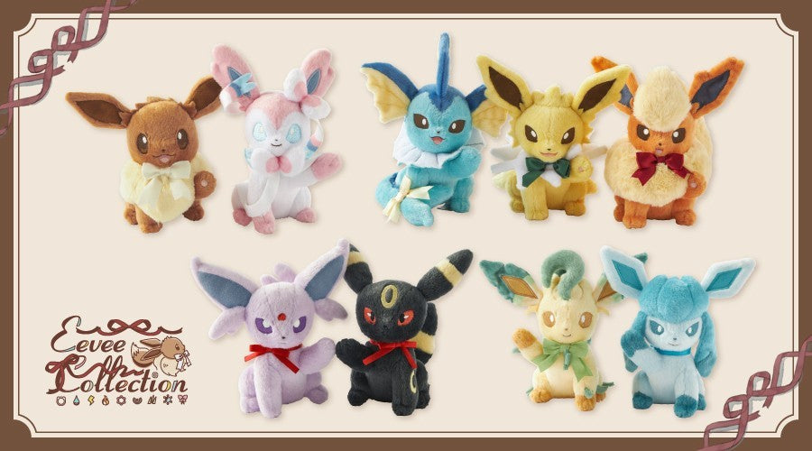 Eevee Collection 9 Plush Toy Set + Wall Pocket Pokemon Center Japan Exclusive