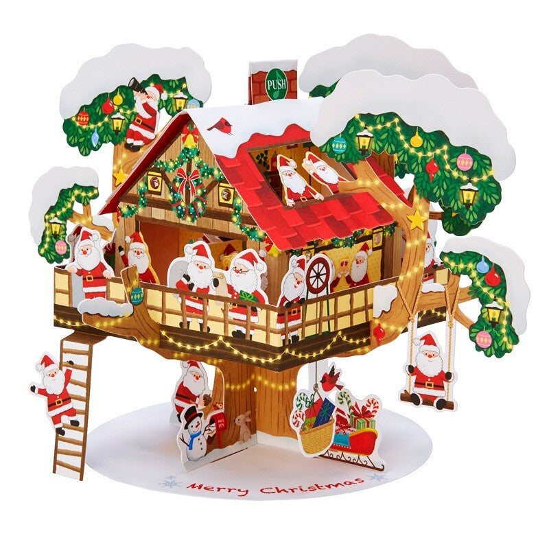 Greeting Card Christmas Light & Melody Treehouse