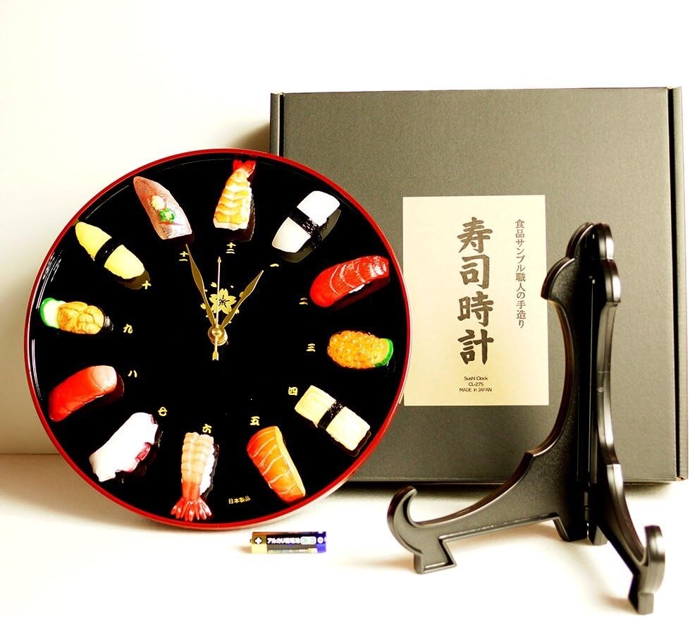 SUSHI Wall Clock Food Sample Tray with Stand Kitamura Made in Japan Flavorbox
