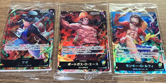 3 card Set Luffy Sabo Ace promo Japanese ONE PIECE Card Game Seven Eleven Sealed