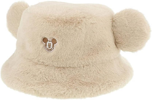 Japan Tokyo Disney Resort Ears Mickey limited Fluffy Winter Cap Hat White brown