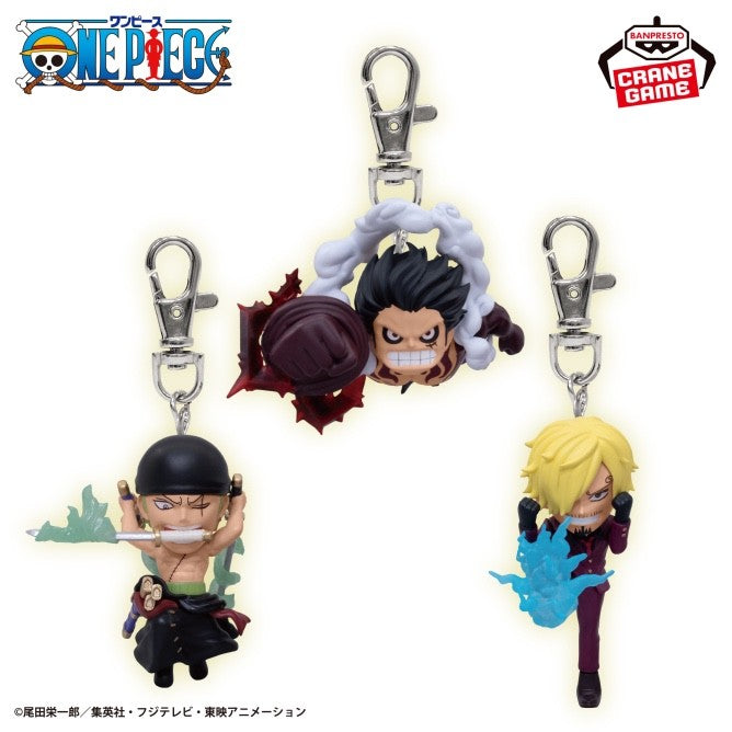 One Piece Figure Keychain Luffy, Zoro & Sanji 3 Types set Prize Bandai