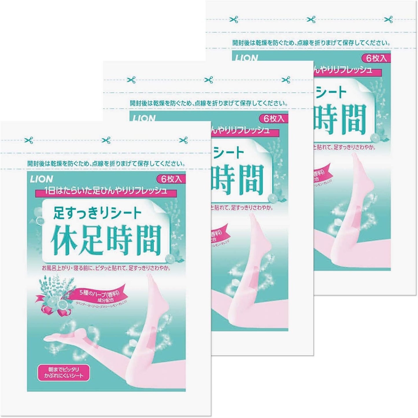 LION Kyusoku Jikan Foot Refreshing Sheet 18 sheets (6 sheets x 3 packs)