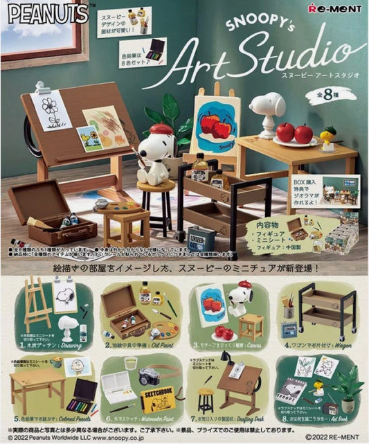 Re-Ment SNOOPY's Art Studio Miniature Figure Complete Set 8 New JPN