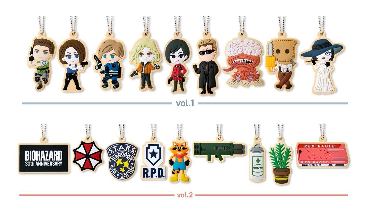 Resident Evil 30th Sweets Collection Trading Rubber Keychains 18 types