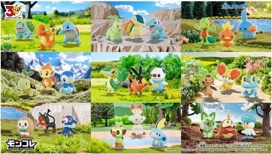 TAKARATOMY Pokémon 30th Anniversary Moncolle Starter Pokemon Set of 9