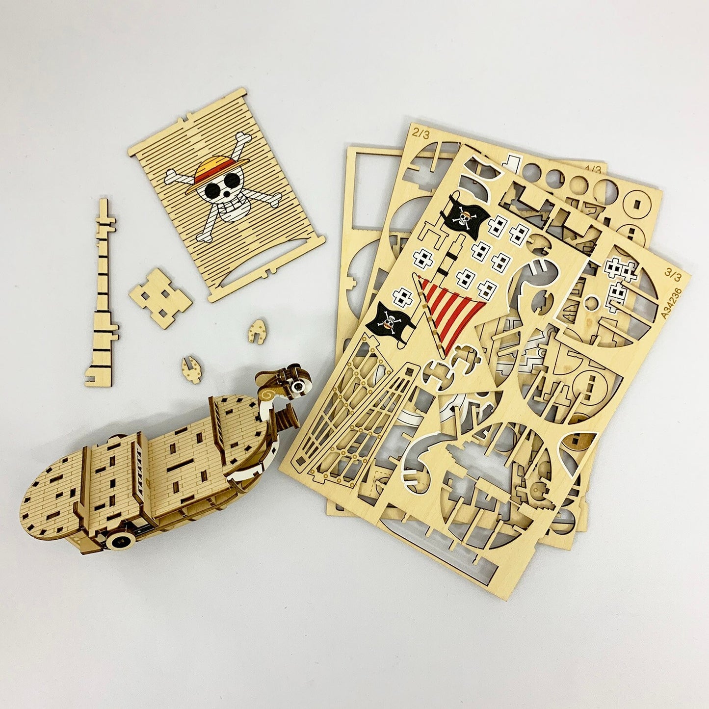 Wooden Art ki-gu-mi ONE PIECE Going Merry Wooden 3D Craft Puzzle Japan F/S NEW