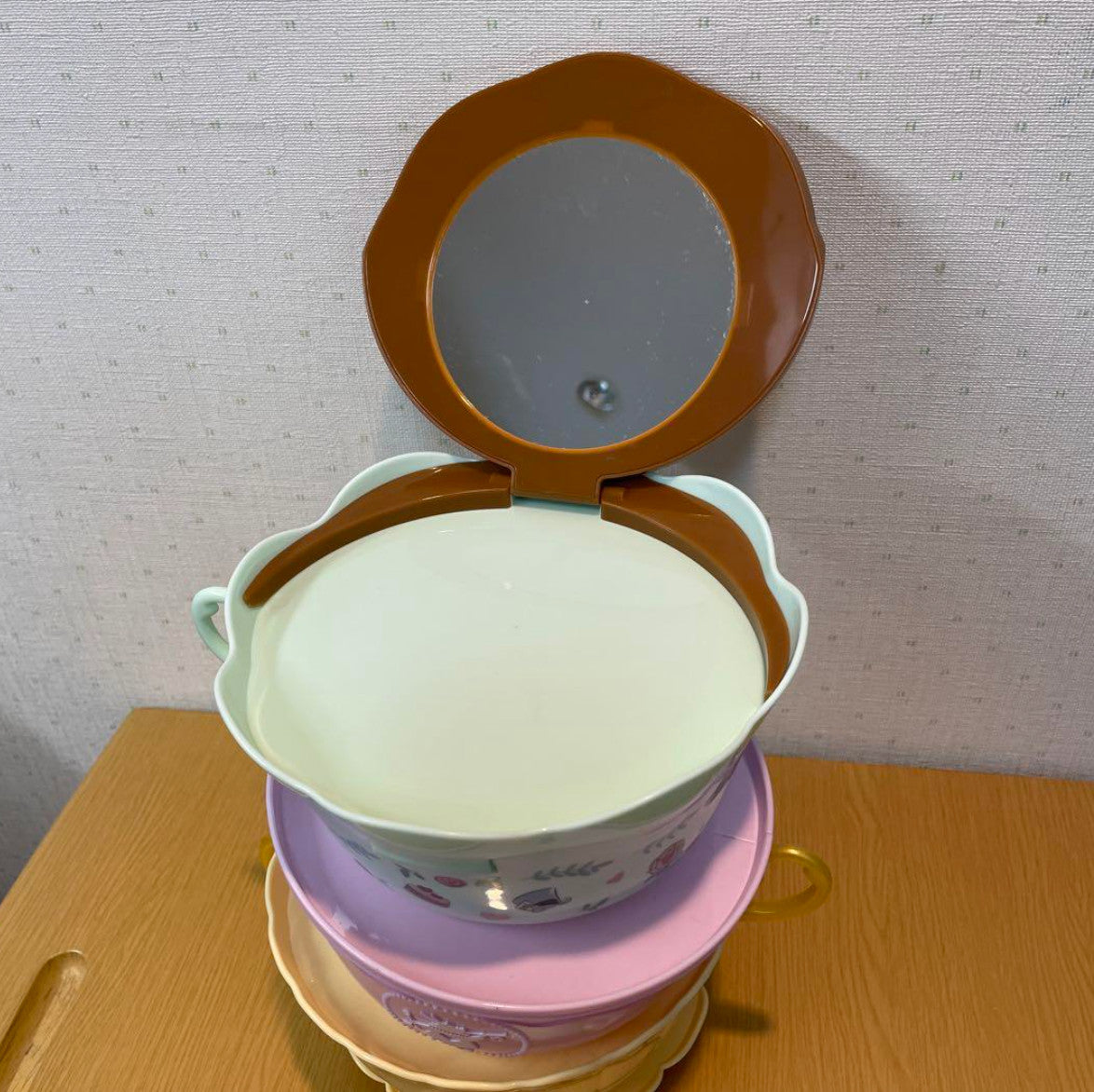 Alice in Wonderland Popcorn Bucket with Mirror Tea Cup Tokyo Disney Resort Japan