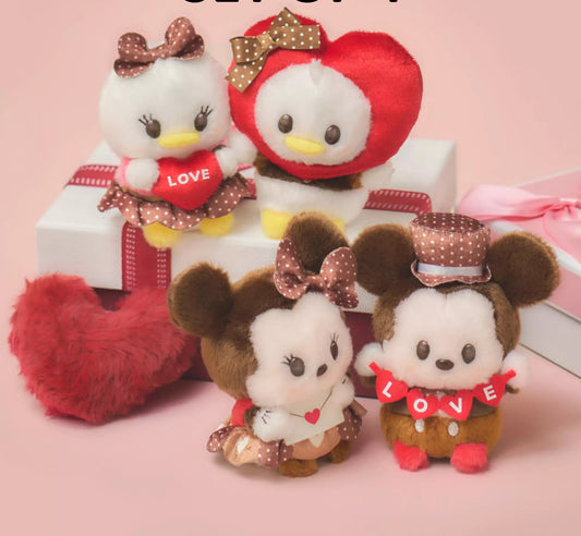 Japan Disney Mickey Minnie Donald Daisy Plush Toy Urupocha-chan Valentine's Day