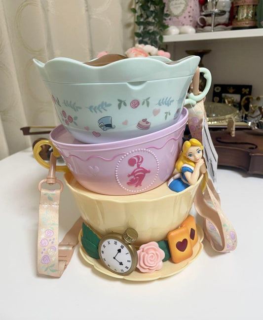 Alice in Wonderland Popcorn Bucket with Mirror Tea Cup Tokyo Disney Resort Japan