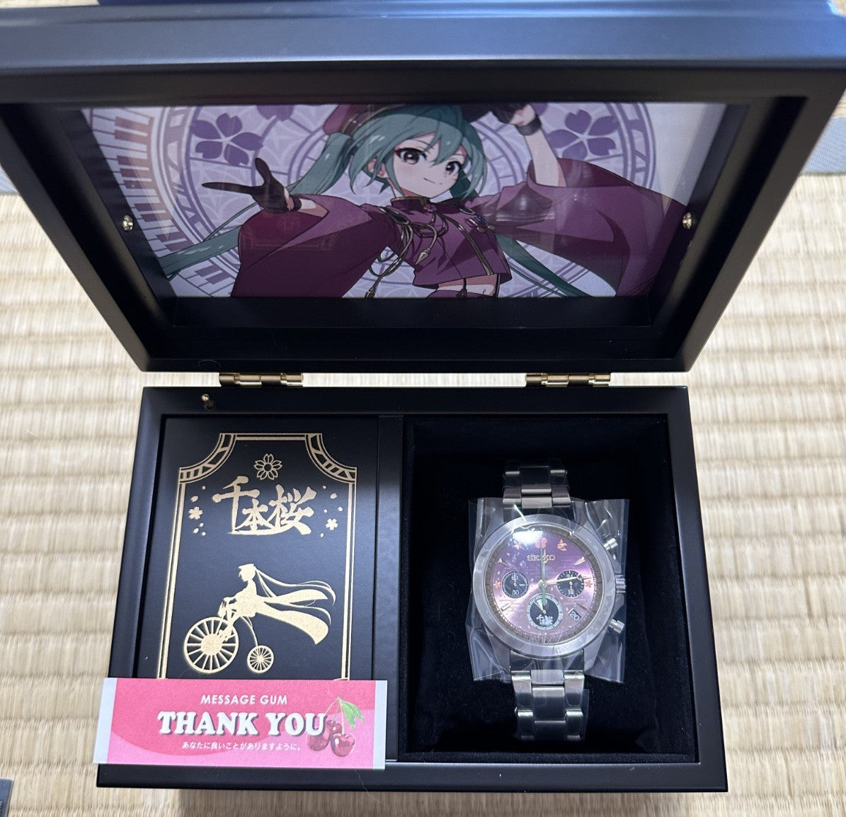 Seiko x Hatsune Miku Senbonzakura collaboration watch with music box