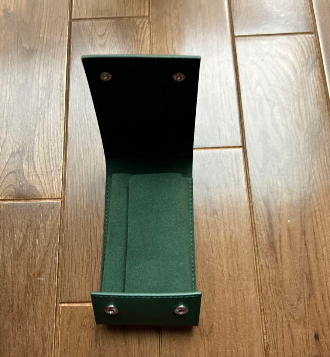 ROLEX Watch Case Green Leather Protection Watch Holder Travel Pouch