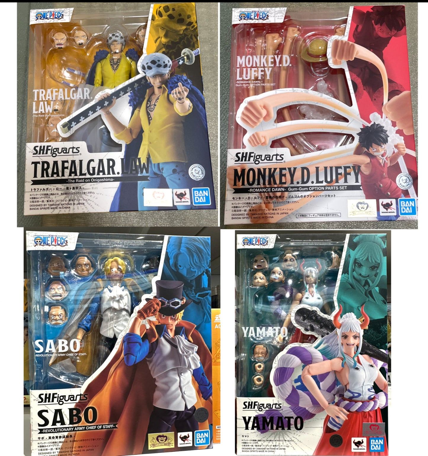 S.H.Figuarts One Piece 4 Figure Set Luffy Law Sabo Yamato Bandai