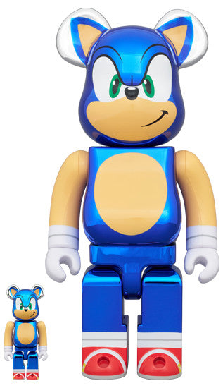 SONIC THE HEDGEHOG CHROME Ver. 100% & 400% Sega Store Tokyo BE@RBRICK Figure