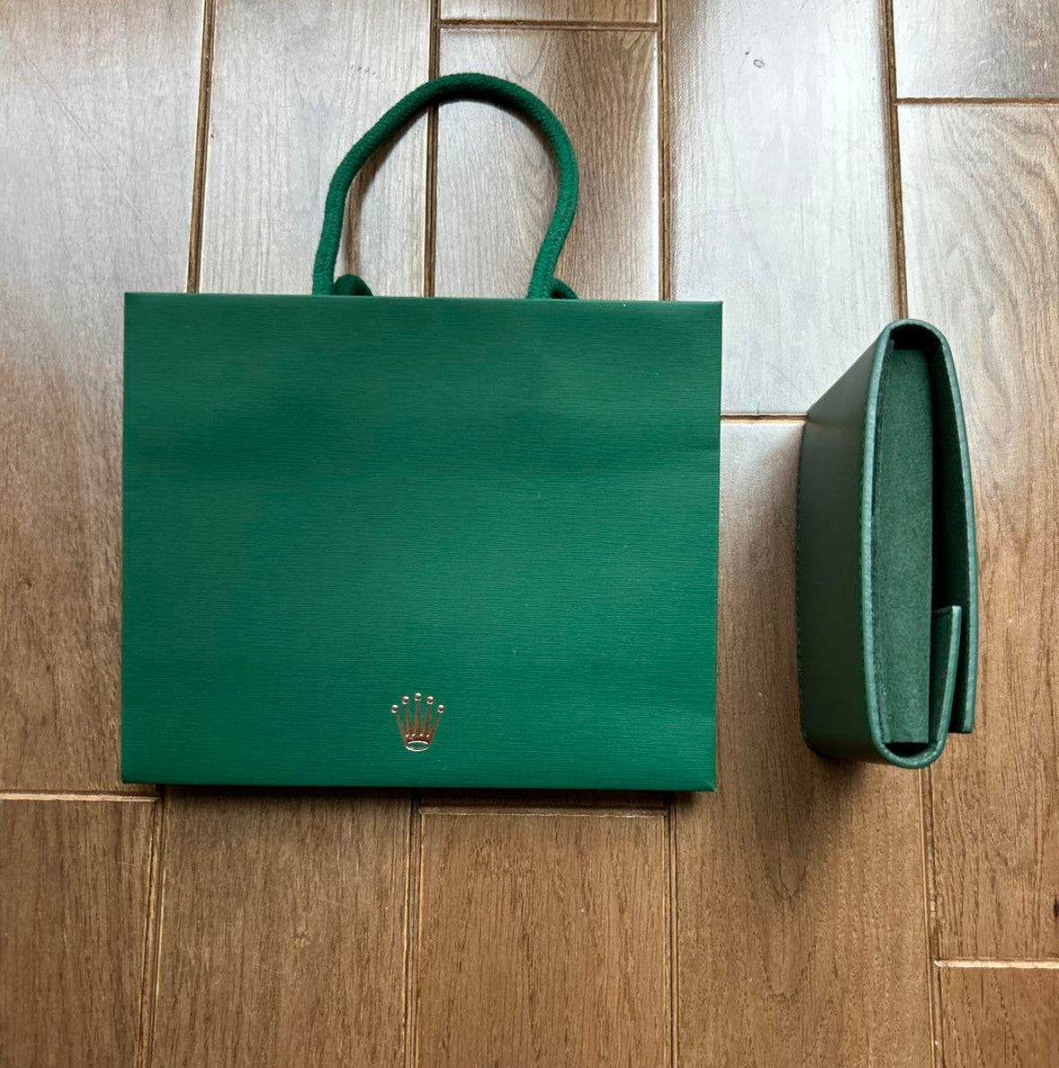 ROLEX Watch Case Green Leather Protection Watch Holder Travel Pouch