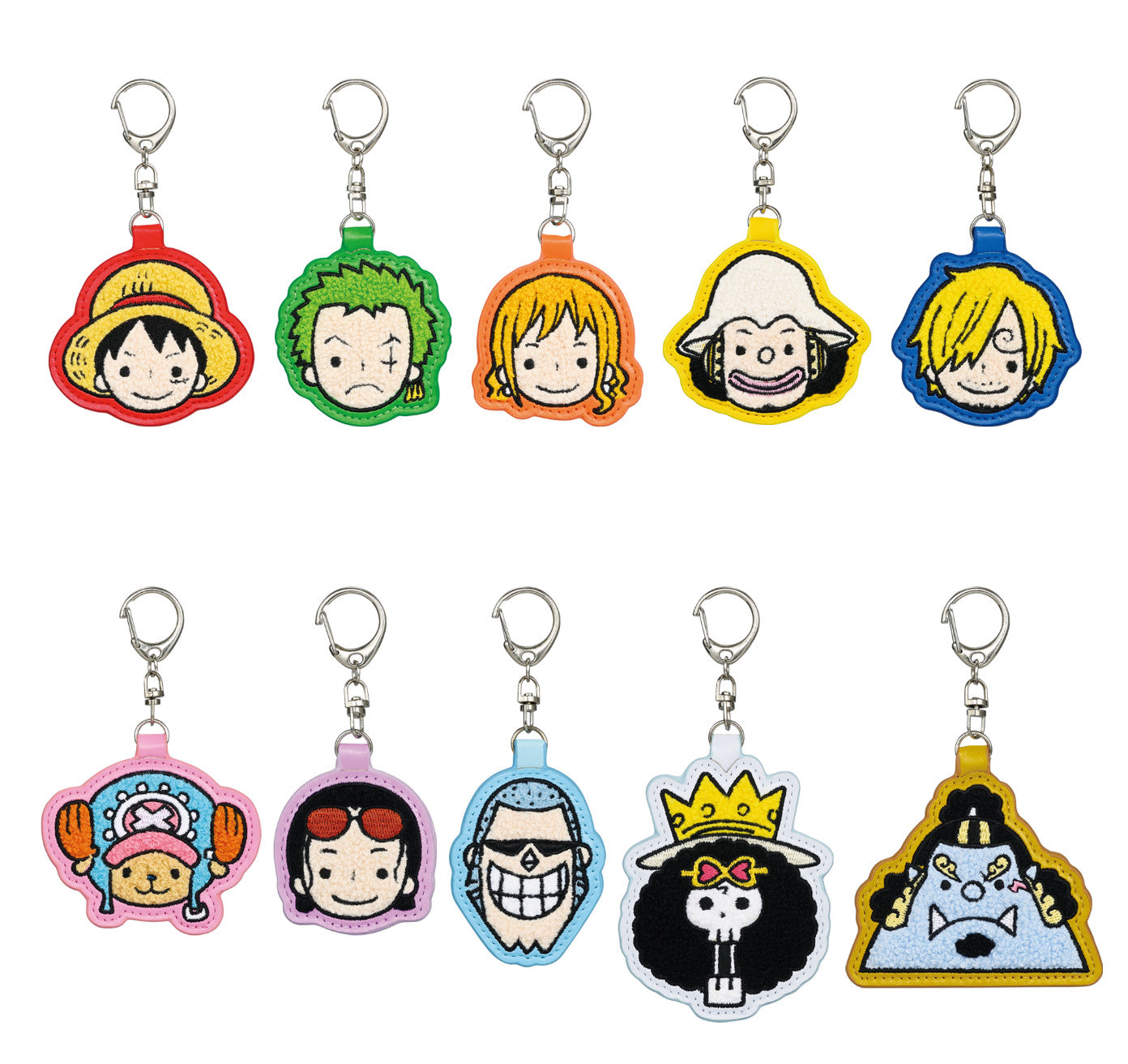 One Piece Embroidered Keychain 10Pc Set Luffy Zoro Nami Sanji Chopper