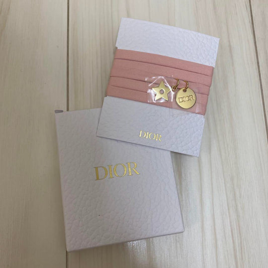 Christian Dior Pink Bracelet Choker Gold Charm Ribbon String Novelty