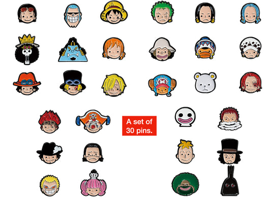 One Piece Face Enamel Pin Lot 30Pc Character Badge Set Luffy Zoro Sanji
